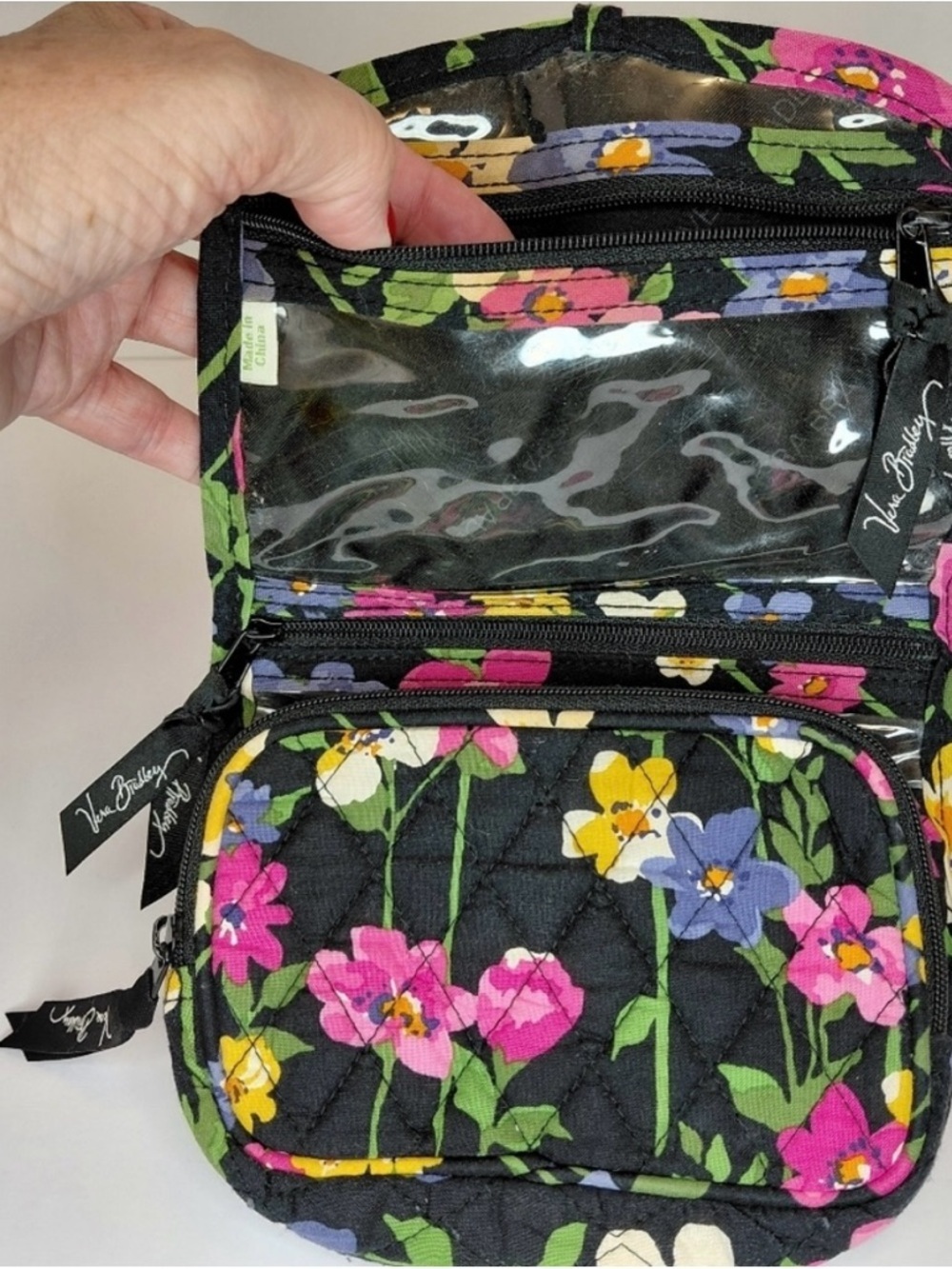 Vera Bradley Wildflower Garden Cottage Floral Organizer Cosmetic Bag Medium Size - Picture 4 of 7